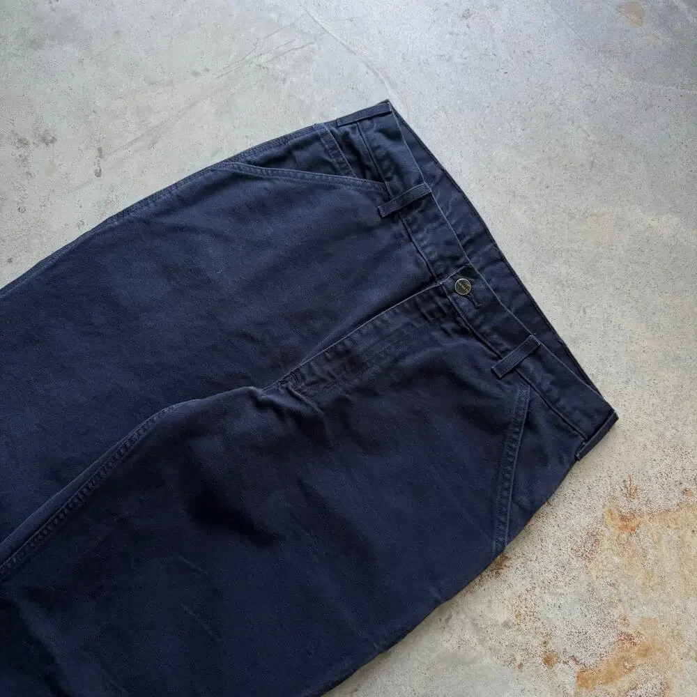 Carhartt Loose Fit Duck Canvas Workwear Utility Navy Carpenter Pants Size 33x34
